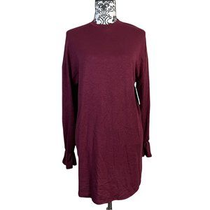 Velvet Torch | Women's Burgundy Red Long Sleeve Mini Dress Medium